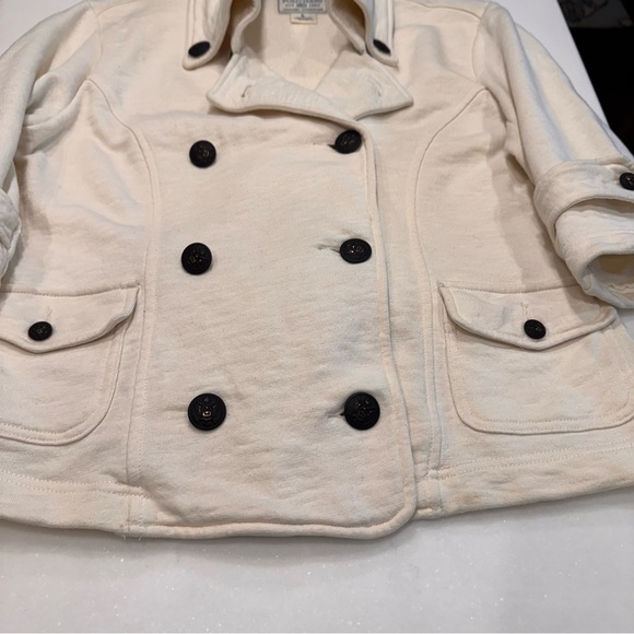 Ralph Lauren Polo Jeans Womens Double Breasted Short Ivory Coat Jacket Sz L - Picture 9 of 12